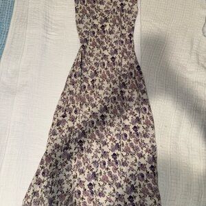 SHEIN Floral Maxi Dress - Purple and Cream